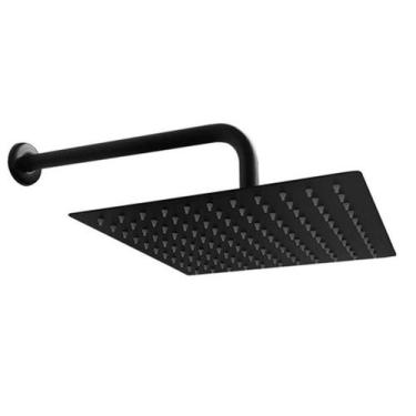 Imagem de Ducha Chuveiro Inox Quadrado 20X20 Preto Fosco Parede - Ab Midia