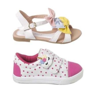 Imagem de Kit Calçado Infantil Feminino Tênis Casual Menina E Sandália-Feminino