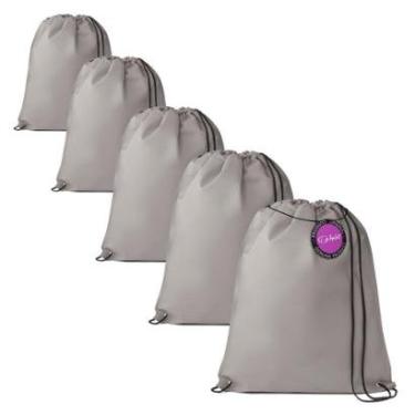 Imagem de Kit 5x Mochilas tipo Saco Gym Sack em TNT Premium 33x40cm Marino TopGet-Unissex