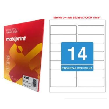 Imagem de Etiqueta Adesiva Papel Carta 14 Etiquetas por Folha 400 Folhas Ref.618