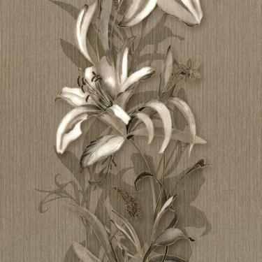 Imagem de Papel De Parede K&G Floral Lírio Marrom E Bege Vinílico TNT