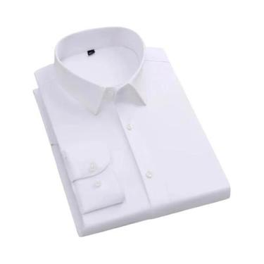 Imagem de Camisas De Manga Longa Slim Fit Antirrugas Para Homens Brancas E Azuis