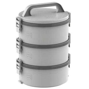 Imagem de Kit Marmita Termica Bege 1 Simples 1 Dupla 1 Tripla Soprano