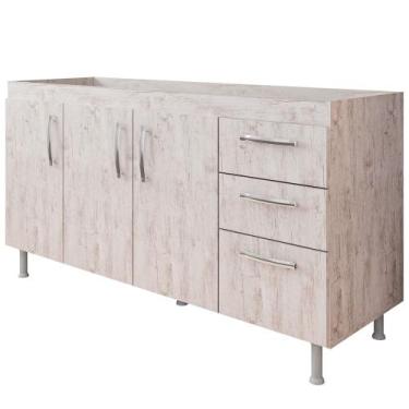 Imagem de Balcão Gabinete de Pia 160cm Nathan 3 Portas Rústico - Nathy Móveis, R