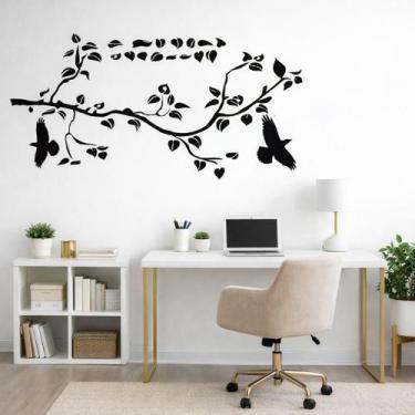 Imagem de Adesivo Parede Galho Simples Preto 65x120 sala escritório - escolhidop