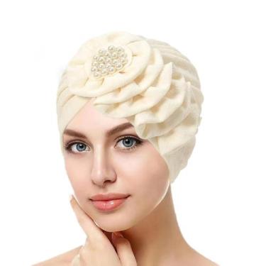 Imagem de Hijab Muçulmano Floral Em Cor Sólida Com Contas, Lenço De Cabeça Para 