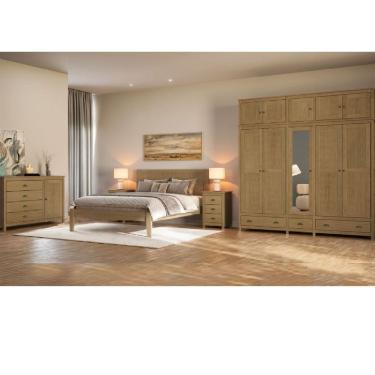 Imagem de Conjunto Quarto Topázio Freijó: Guarda-Roupa 10 Portas, Cômoda, Cama Casal e 2 Mesas de Cabeceiras