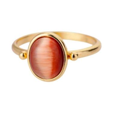 Imagem de Anel De Opala Branca Para Mulheres Em Aço Inoxidável Dourado, Joia Est