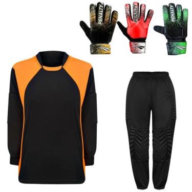 Imagem de Kit Goleiro Juvenil Camisa + Calça Acolchoada + Luva De Goleiro Penalt