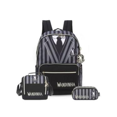 Imagem de Kit Wandinha Addams Mochila Lancheira Estojo Escolar Passeio - Luxcel,