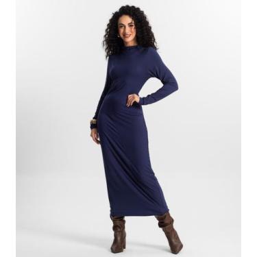 Imagem de Vestido Manga Longa Feminino Rovitex Azul, G, Azul