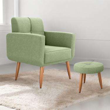 Imagem de Jogo Poltrona E Puff Para Sala Hazen Apoio Para os Pés Boucle Verde CasaH