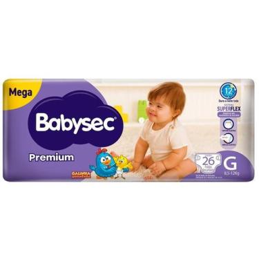 Imagem de Fralda Babysec Premium Mega G com 26 unidades, G, 26