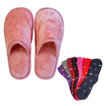Imagem de Pantufa de Pelúcia Fofa + 2 Pares de Meias Para Frio Inverno - LW Gift