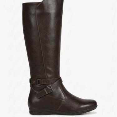 Imagem de Bota Feminina Mooncity Cano Alto Flat 2 Fivelas Estilosa Confortável 7