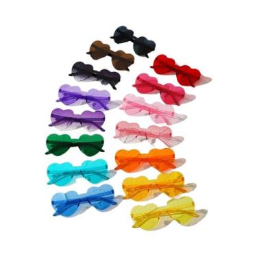 Imagem de Óculos De Sol Unissex Sem Armação Em Forma De Coração 15pcs Cores Cand