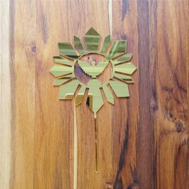 Imagem de Topo de Bolo Primeira Comunhão em Acrílico Dourado - 12cm x 20cm - Fór