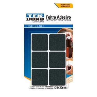 Imagem de Feltro Quadrado 30mm Preto Cartela 12 Unidades Tekbond