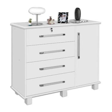 Imagem de Comoda Quarto 4 Gavetas 1 Porta Lisboa - CARMOLAR MÓVEIS, Branco