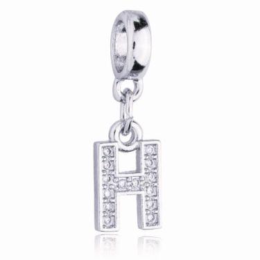 Imagem de Berloque Letra H Cravejada Zircônia Banhado Prata 925 - WORK SEMIJOIAS
