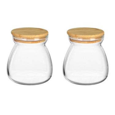 Imagem de KIT 2 POTES MANTIMENTOS HOME&CO COM TAMPA BAMBU BOROSSILICATO 650ml 11x8x8