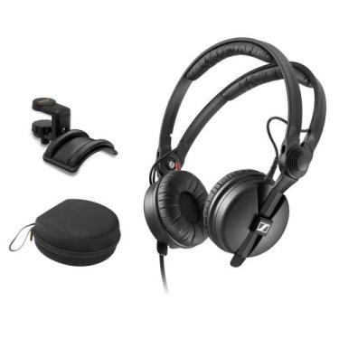 Imagem de Fones de ouvido Sennheiser HD 25, monitor com estojo e pacote de supor