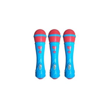 Imagem de Kit 3x Brinquedo Microfone Musical Infantil Azul - AP TOYS