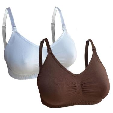 Imagem de Kit2 Sutia Amamentação Reforçado Lingerie Roupa Maternidade COR:PRETO-
