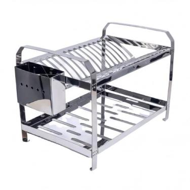 Imagem de Escorredor Inox Duplo 20 Pratos Organização Cozinha - Saz