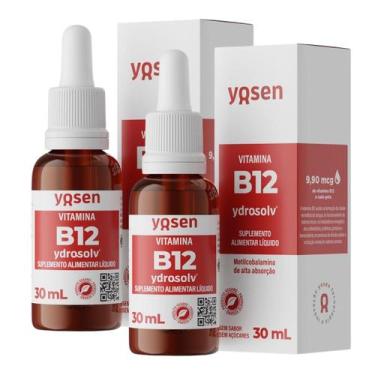 Imagem de 2x Vitamina B12 Metilcobalamina Ydrossolv Yosen 30ml, Sem Sabor