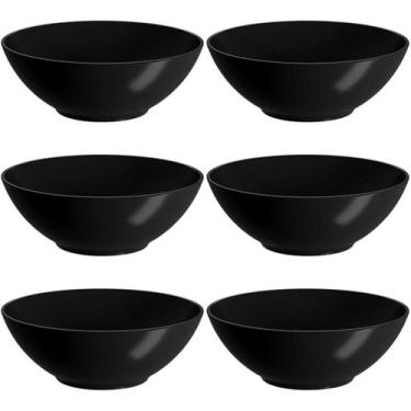 Imagem de Conjunto 6 Cumbucas 500ml Bowl Plástico Redondo Preto Cozy Prato para 