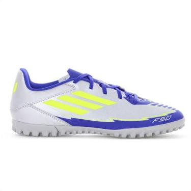 Imagem de Chuteira Adidas Society F50 Club TF Messi Prata Verde e Azul - Masculi