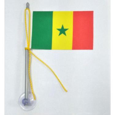 Imagem de Mini Bandeira Senegal C/ Ventosa Poliéster (5,5cm X 8,5cm) - SP Bandei