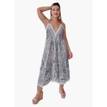 Imagem de Vestido Indiano Longo Alça Lenço Ponta Estampado Cod 017 - Aléci Fashi