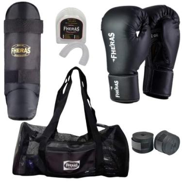 Imagem de Kit Luva Muay Thai Boxe Bandagem Bucal Caneleira E Mochila - FHERAS, P