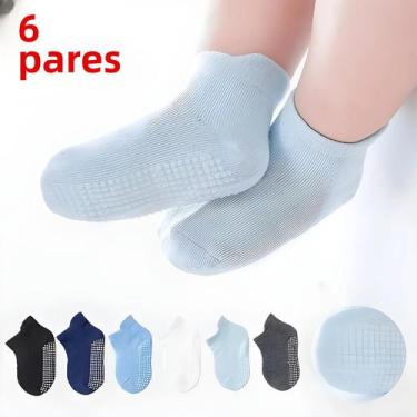 Imagem de Meias de Barco Antiderrapantes para Bebês - 6 Pares de Algodão com Sol