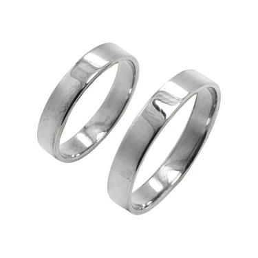 Imagem de Par de Alianças Tradicionais Retangular 18k 750  WG - Webgen, Ouro bra