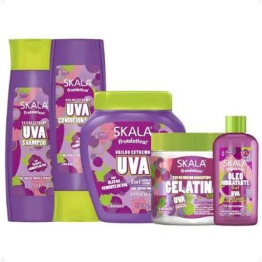 Imagem de Kit Frutástica Skala Uva - Sha e Cond, Creme, Gelatina e Óleo