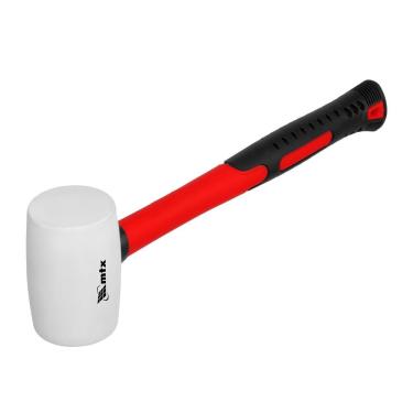 Imagem de Martelo de Borracha Branca 225g 111959 com Cabo em Fibra de Vidro Vermelho Mtx