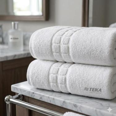 Imagem de Kit 2 Toalhas Banhão Hotel Profiline Branca 150x75cm Teka 500g/m²