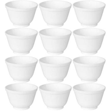 Imagem de Kit 12 Tigelas Bowl 450ml Plástico Branco Cumbucas Porções Açaí Coza U