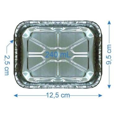 Imagem de 200 Bandeja De Alumínio Marmitex 240ml com Tampa - Térmica