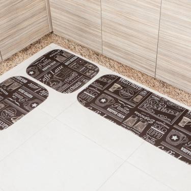 Imagem de Jogo de Passadeira Creative para Cozinha 3 Peças Antiderrapante 100% Poliéster Estampa Coffee Vilela Enxovais
