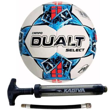 Imagem de Kit Bola de Futebol Campo Select Pro Costurada à Mão com Bomba de Ar Kagiva Dupla Ação Azul e Preto Dualt