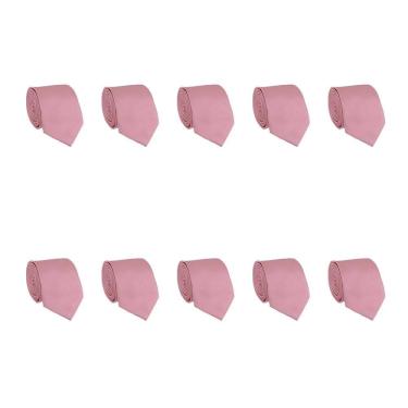 Imagem de Kit 10 Gravatas Masculina Social Slim Premium Tons de Rosa Lisa Elegante Padrinhos Formatura Trabalho