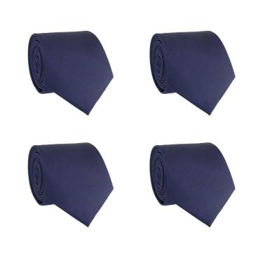 Imagem de Kit 4 Gravatas Social Tons de Azul Masculina Slim Lisa Padrinho Casamento Noivo Trabalho Congresso