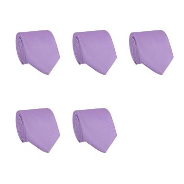 Imagem de Kit 5 Gravatas Lisas Social Tons de Roxo Masculina Slim Padrinho Casamento Noivo Trabalho Congresso