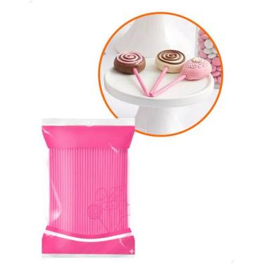 Imagem de Canudo Palito para Pirulito Pequeno Rosa Sólido nº09 Cod. 9476 BWB Kit