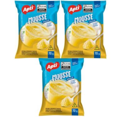 Imagem de Mistura para Mousse Cremoso Kit 3 Pacotes Apti, Morango