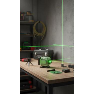 Imagem de Nível Laser 12 Linhas 3D Verde com Tripé e Baterias - Congratulations 